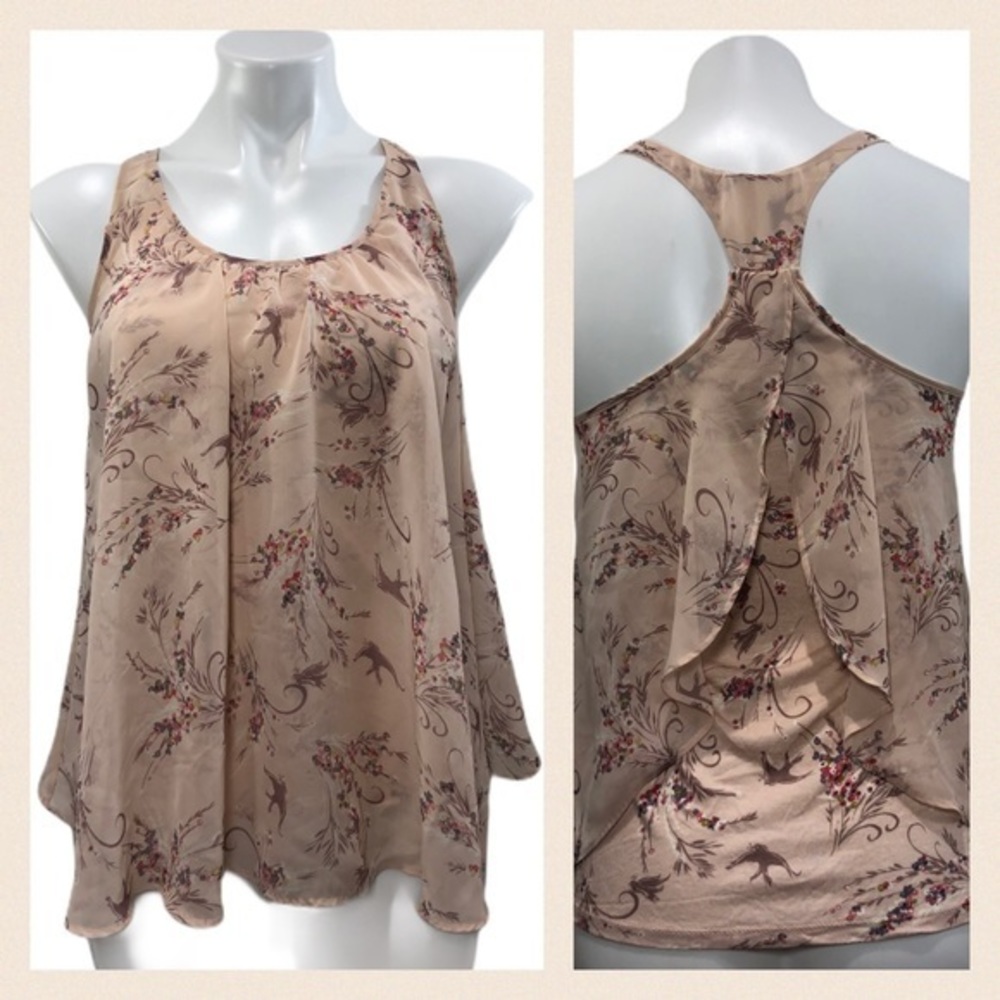 Lauren Conrad Floral Garden Split Back Tank Blouse
